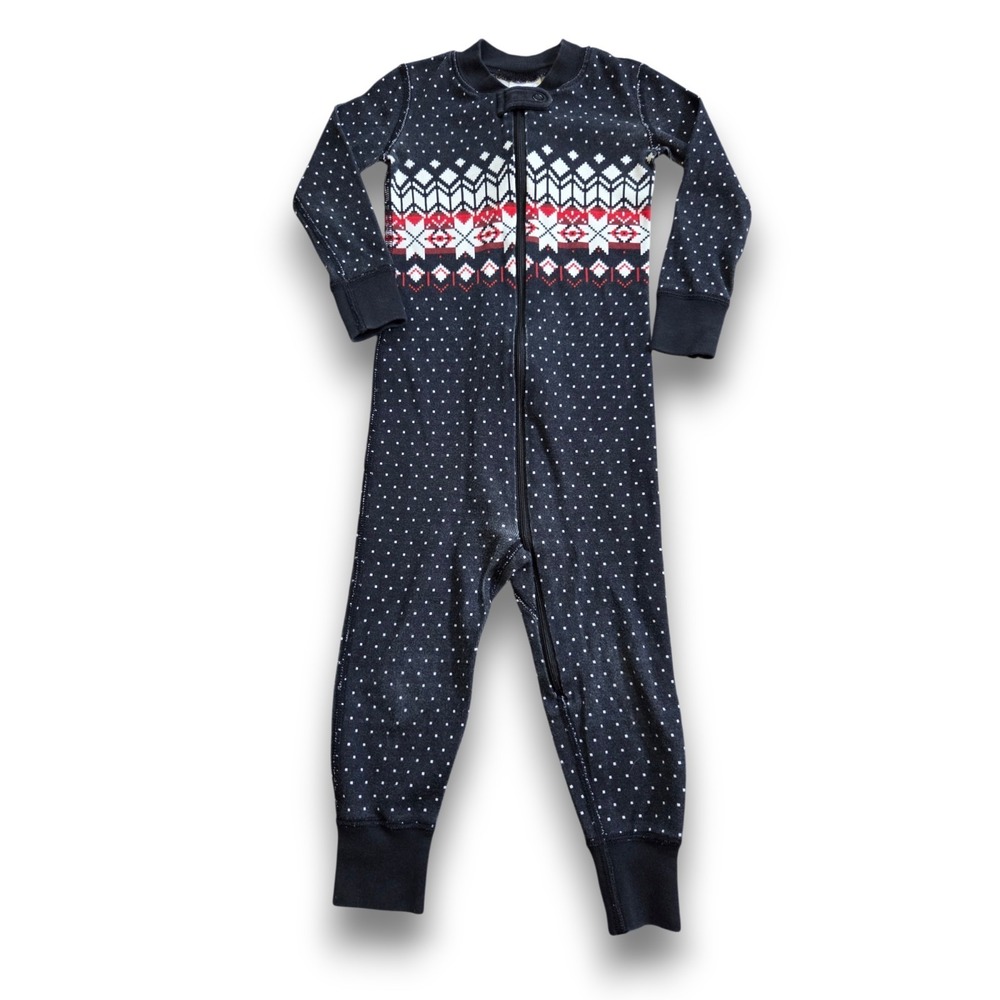 Hanna Andersson One Piece Sleeper Pajamas Black Fair Isle Boys 85 US 2T